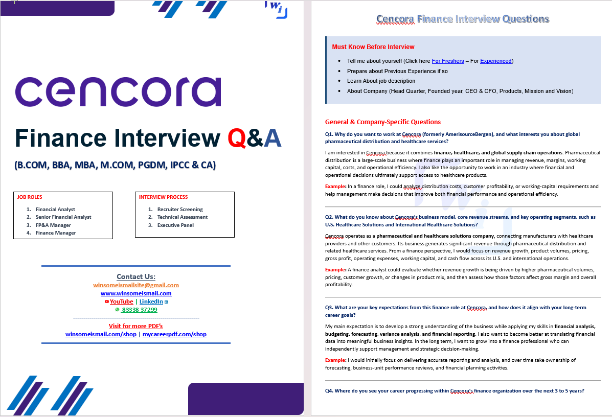 CENCORA interview questions and answers pdf