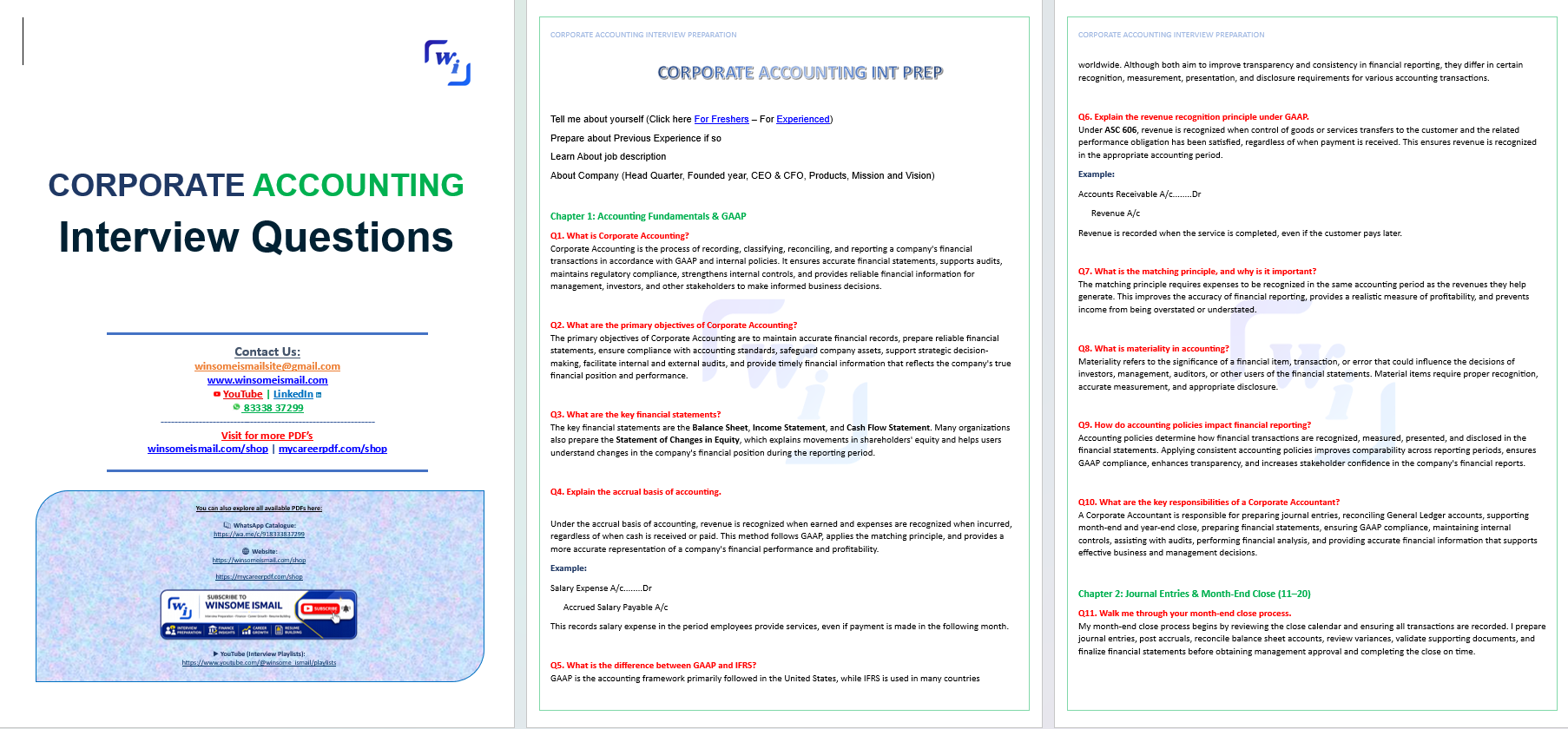 Corporate accounting interview questions and answers